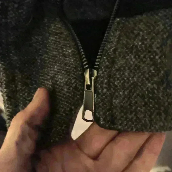 Women's Old Navy Wool Blend Hooded Toggle Coat Size L Black Grey Striped - Picture 8 of 13